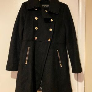 Guess Black Wool Coat w/ Gold Accents- Size M
